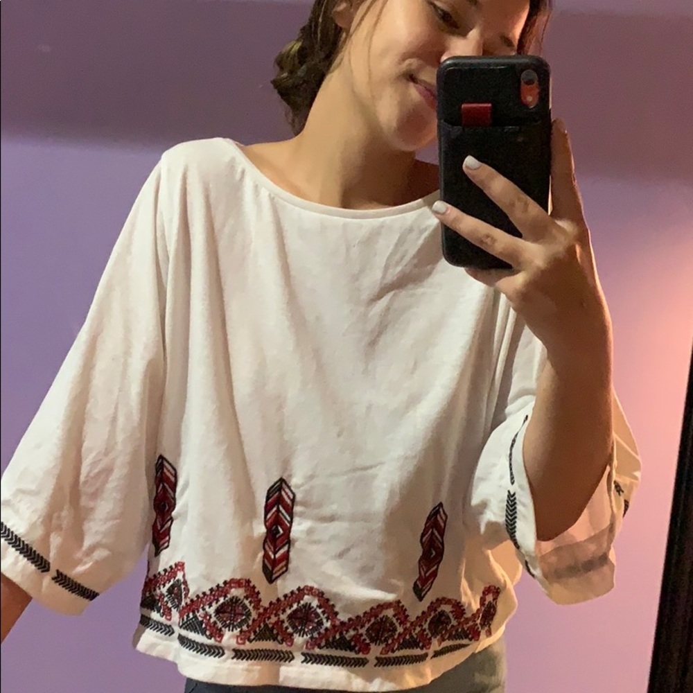 Zara Embroidered Flowy Top